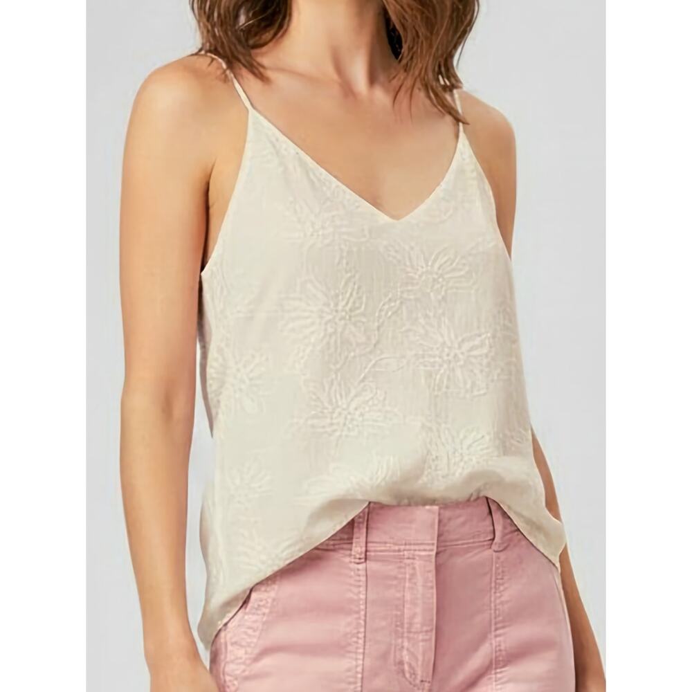 LOFT Creamy White Embroidered Floral Strappy Cami Tank Size Small - Excellent